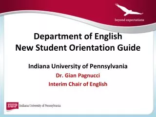 Department of English New Student Orientation Guide Student Orientation