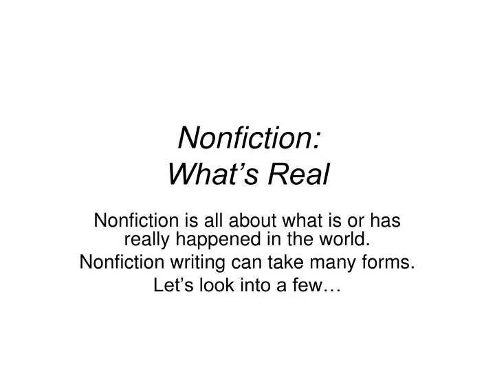 nonfiction what s real
