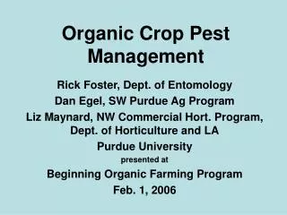 Organic Crop Pest Management