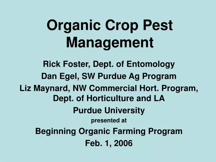 organic crop pest management