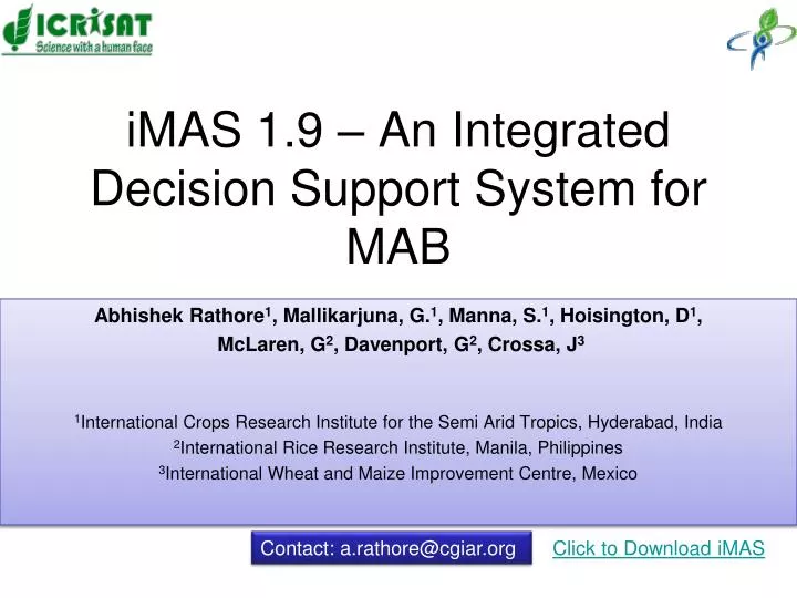 imas 1 9 an integrated decision support system for mab