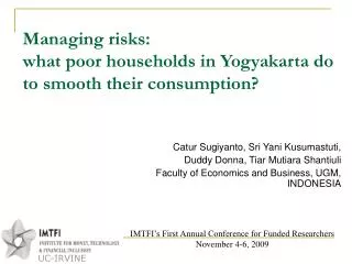 Managing risks: what poor households in Yogyakarta do to smooth their consumption?