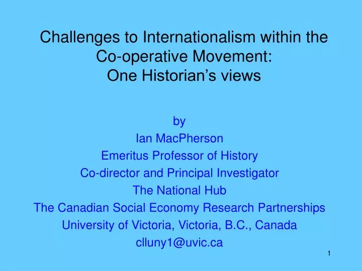 challenges to internationalism within the co operative movement one historian s views