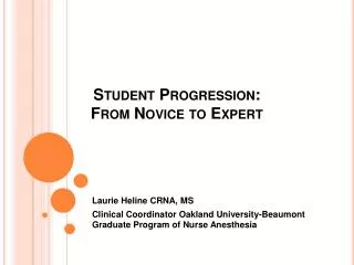 Student Progression: From Novice to Expert