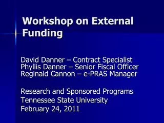 Workshop on External Funding