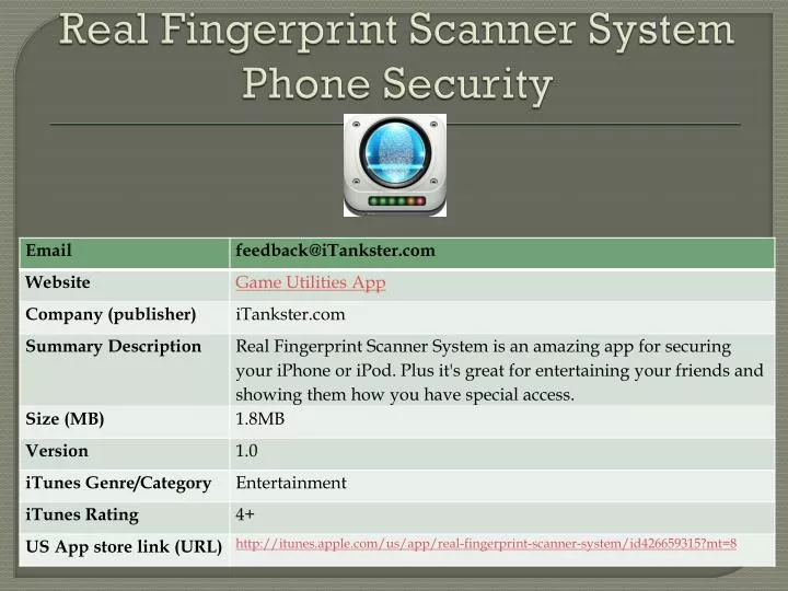 real fingerprint scanner system phone security