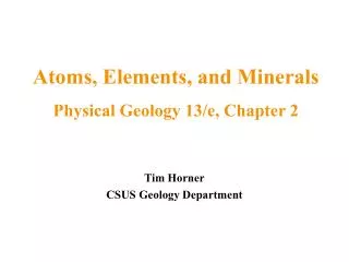 Tim Horner CSUS Geology Department