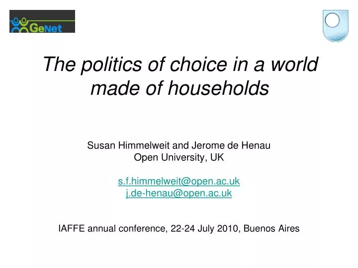 the politics of choice in a world made of households
