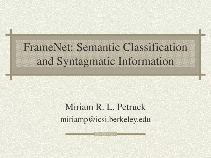 framenet semantic classification and syntagmatic information