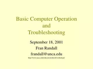 Basic Computer Operation and Troubleshooting