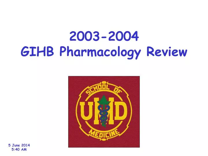 2003 2004 gihb pharmacology review