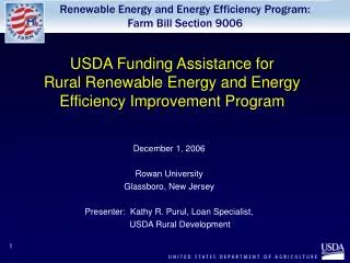 USDA Funding Assistance for Rural Renewable Energy and Energy Efficiency Improvement Program