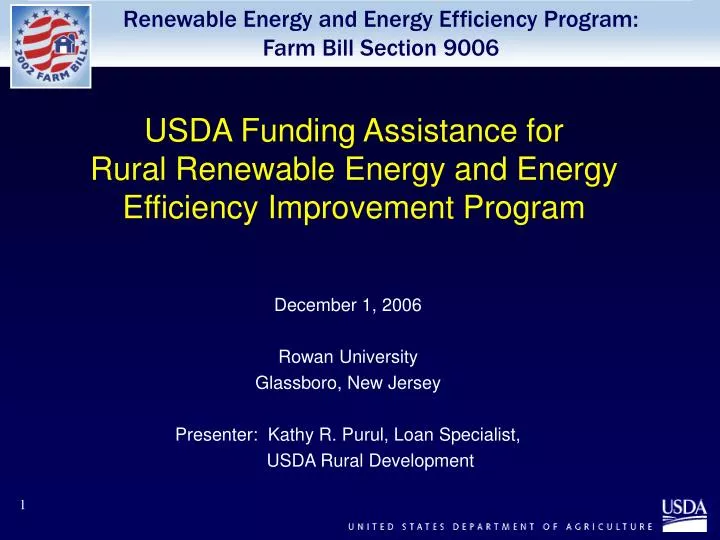 usda funding assistance for rural renewable energy and energy efficiency improvement program