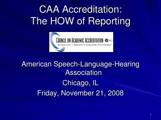 CAA Accreditation: The HOW of Reporting