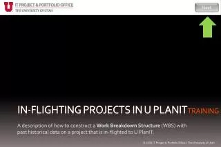 In-Flighting Projects in U PlanIT training