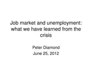 Job market and unemployment: what we have learned from the crisis
