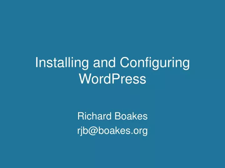 installing and configuring wordpress