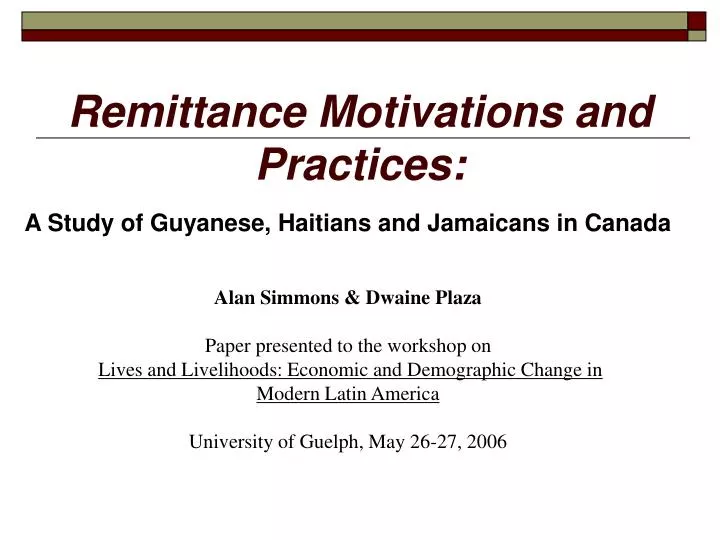 remittance motivations and practices