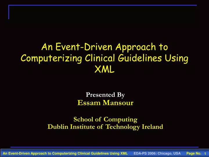 an event driven approach to computerizing clinical guidelines using xml