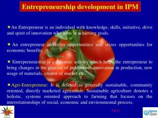 Entrepreneurship development in IPM