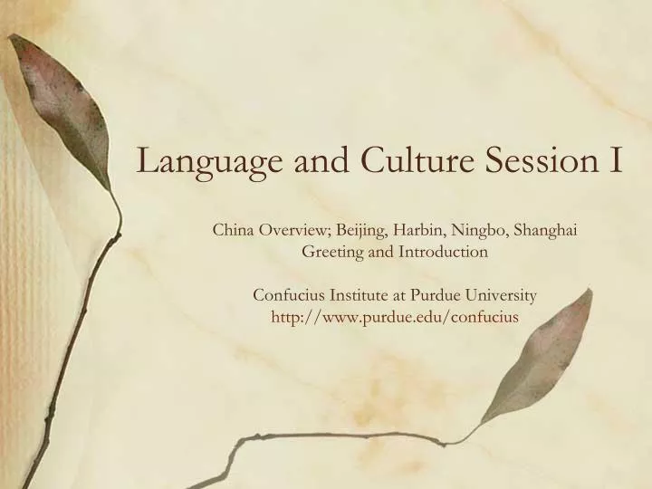 language and culture session i