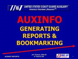 AUXINFO GENERATING REPORTS &amp; BOOKMARKING