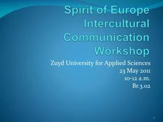 Spirit of Europe Intercultural Communication Workshop