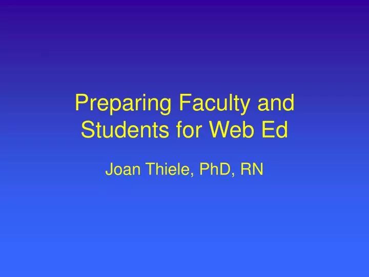 preparing faculty and students for web ed