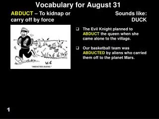 Vocabulary for August 31