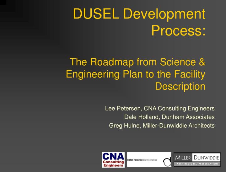 dusel development process the roadmap from science engineering plan to the facility description