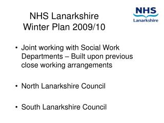 NHS Lanarkshire Winter Plan 2009/10