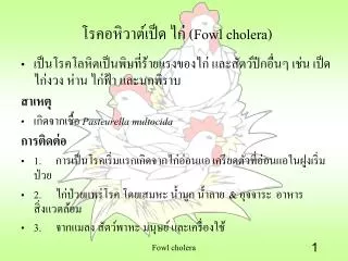 โรคอหิวาต์เป็ด ไก่ (Fowl cholera)