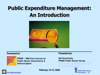 Public Expenditure Management: An Introduction
