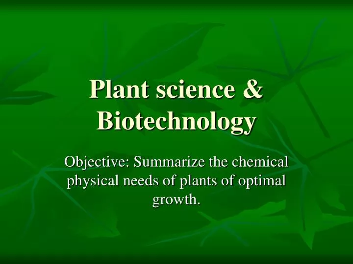plant science biotechnology