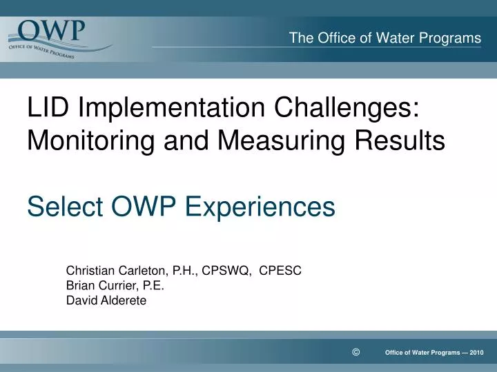 the office of water programs