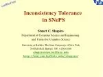 Inconsistency Tolerance in SNePS - slide 1