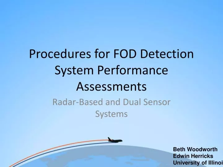 procedures for fod detection system performance assessments