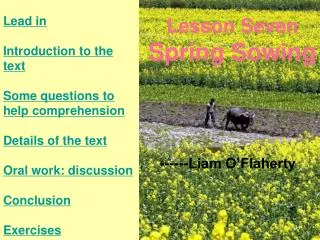 Lesson Seven Spring Sowing