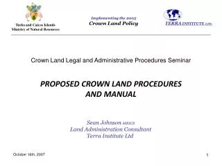 Crown Land Legal and Administrative Procedures Seminar