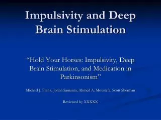 Impulsivity and Deep Brain Stimulation