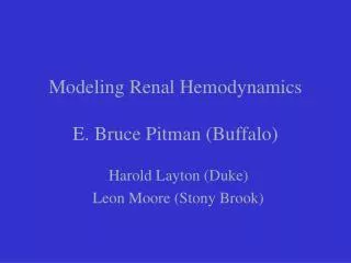 Modeling Renal Hemodynamics E. Bruce Pitman (Buffalo)