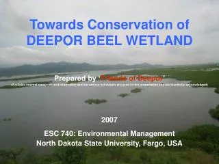 Towards Conservation of DEEPOR BEEL WETLAND