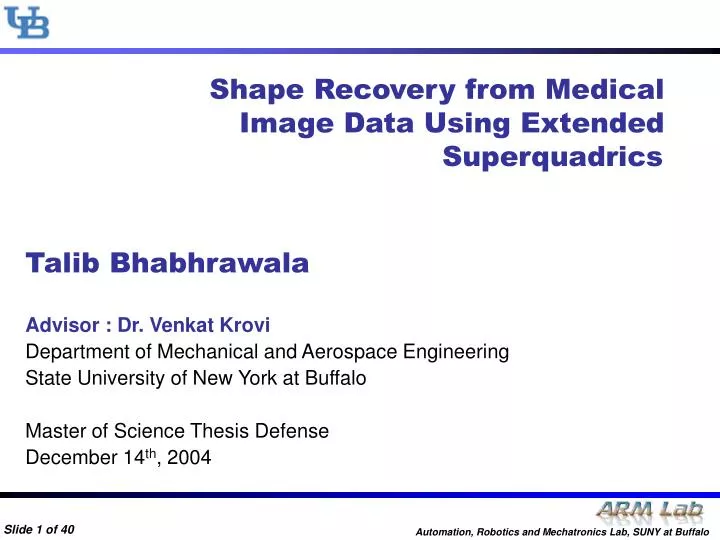 shape recovery from medical image data using extended superquadrics