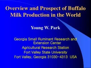 Overview and Prospect of Buffalo Milk Production in the World