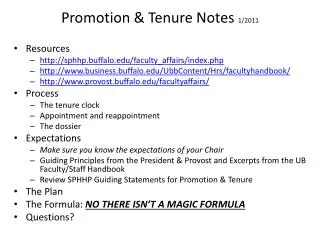 Promotion &amp; Tenure Notes 1/2011