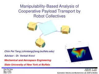 Chin Pei Tang (chintang@eng.buffalo) Advisor : Dr. Venkat Krovi Mechanical and Aerospace Engineering State University of
