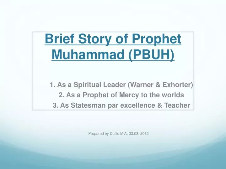 brief story of prophet muhammad pbuh