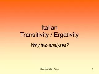 Italian Transitivity / Ergativity