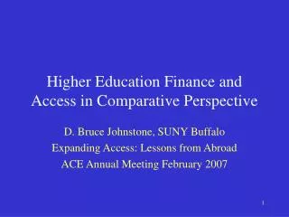 Higher Education Finance and Access in Comparative Perspective