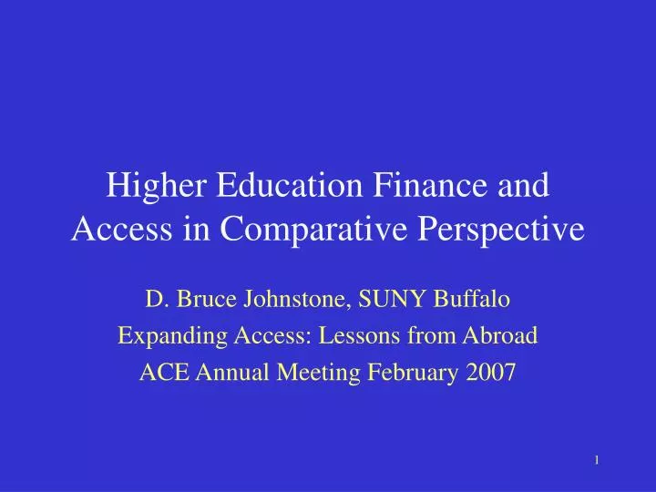 higher education finance and access in comparative perspective